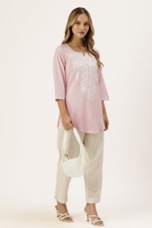 Pink Embroidered Ethnic Tunic