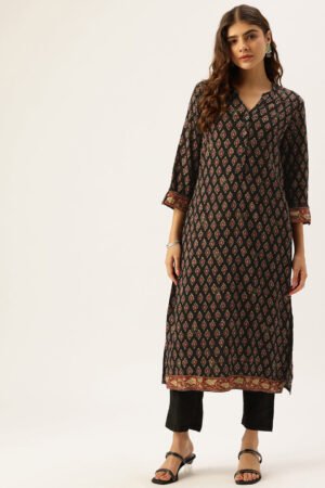 Blue Ethnic Motifs Florals Kurta